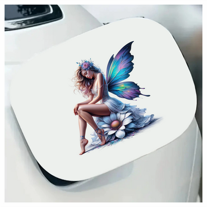 Fairy Blue Wings Flower White Dress Vinyl Sticker Decal