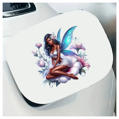 Fairy Woman Blue Wings Flowers Vinyl Sticker Decal