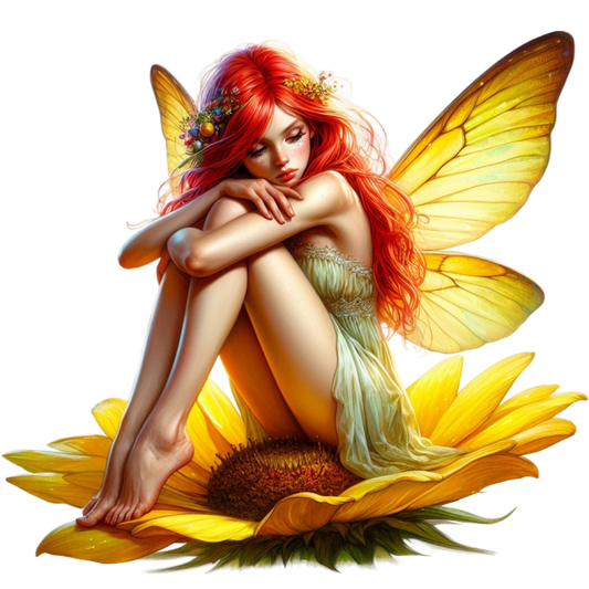 Fairy Red Yellow Wings Flower Vinyl Sticker Decal