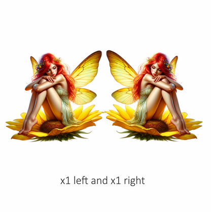 Fairy Red Yellow Wings Flower Vinyl Sticker Decal