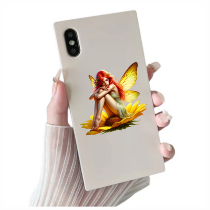 Fairy Red Yellow Wings Flower Vinyl Sticker Decal