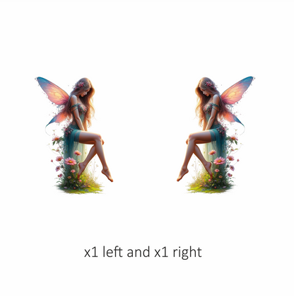 Fairy Pink Wings Green Dress Flowers Vinyl Sticker Decal