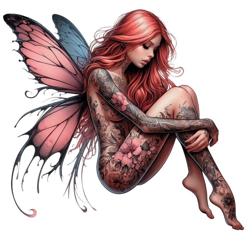 Red Fairy Wings Sitting Vinyl Sticker Decal