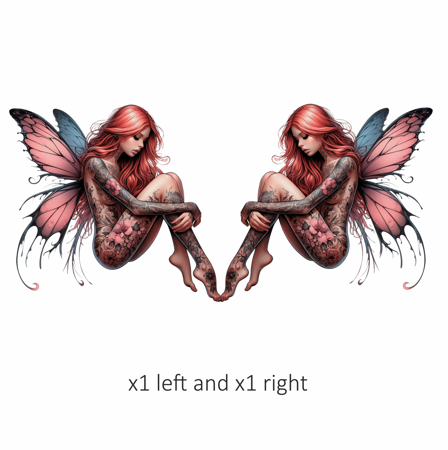 Red Fairy Wings Sitting Vinyl Sticker Decal