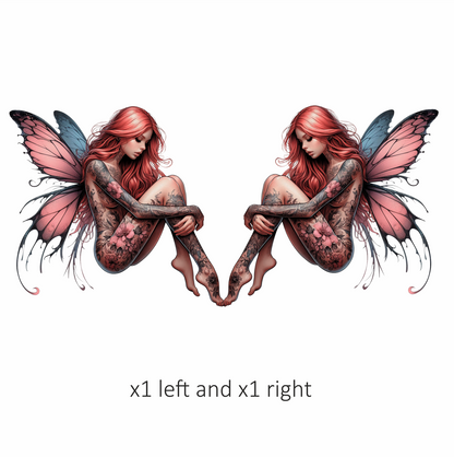 Red Fairy Wings Sitting Vinyl Sticker Decal