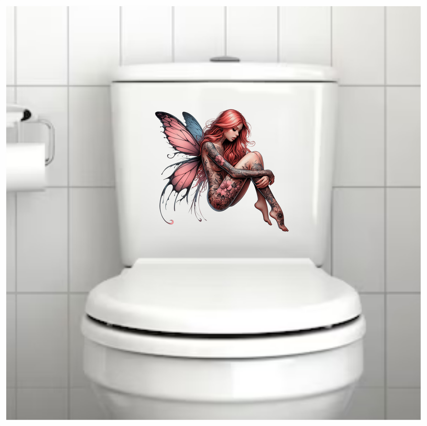 Red Fairy Wings Sitting Vinyl Sticker Decal