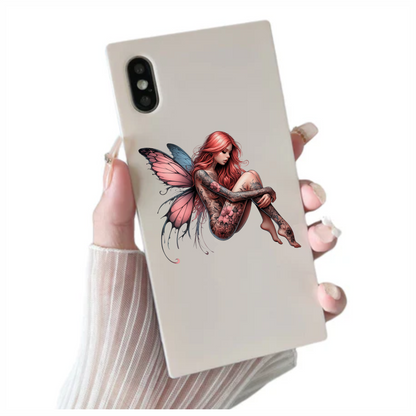 Red Fairy Wings Sitting Vinyl Sticker Decal