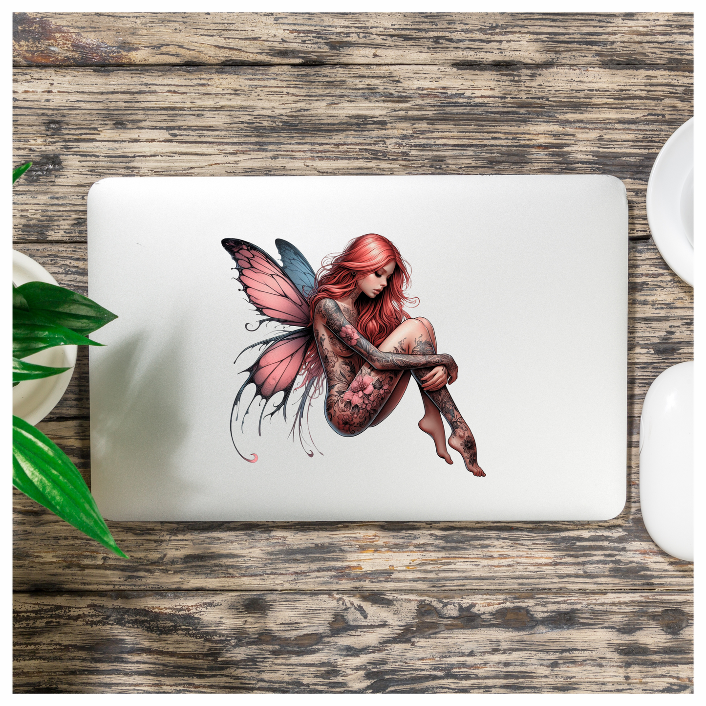 Red Fairy Wings Sitting Vinyl Sticker Decal