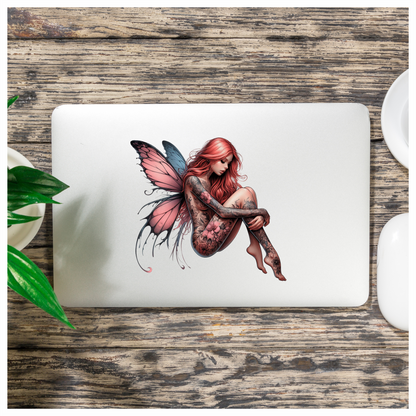 Red Fairy Wings Sitting Vinyl Sticker Decal