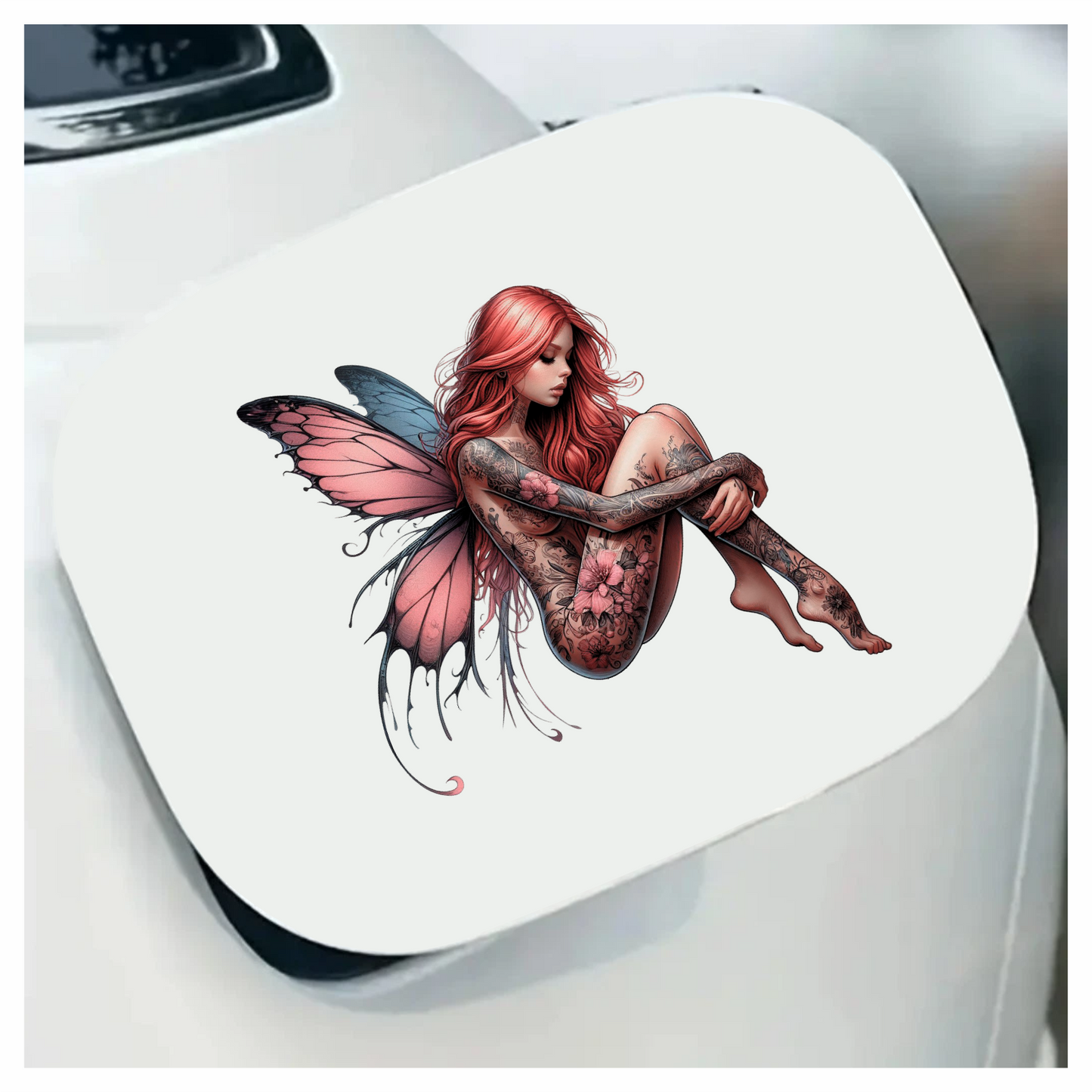 Red Fairy Wings Sitting Vinyl Sticker Decal