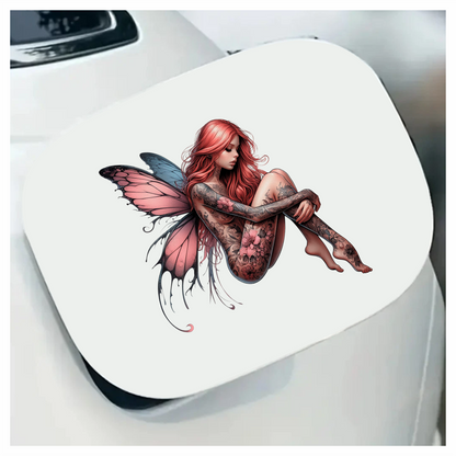 Red Fairy Wings Sitting Vinyl Sticker Decal