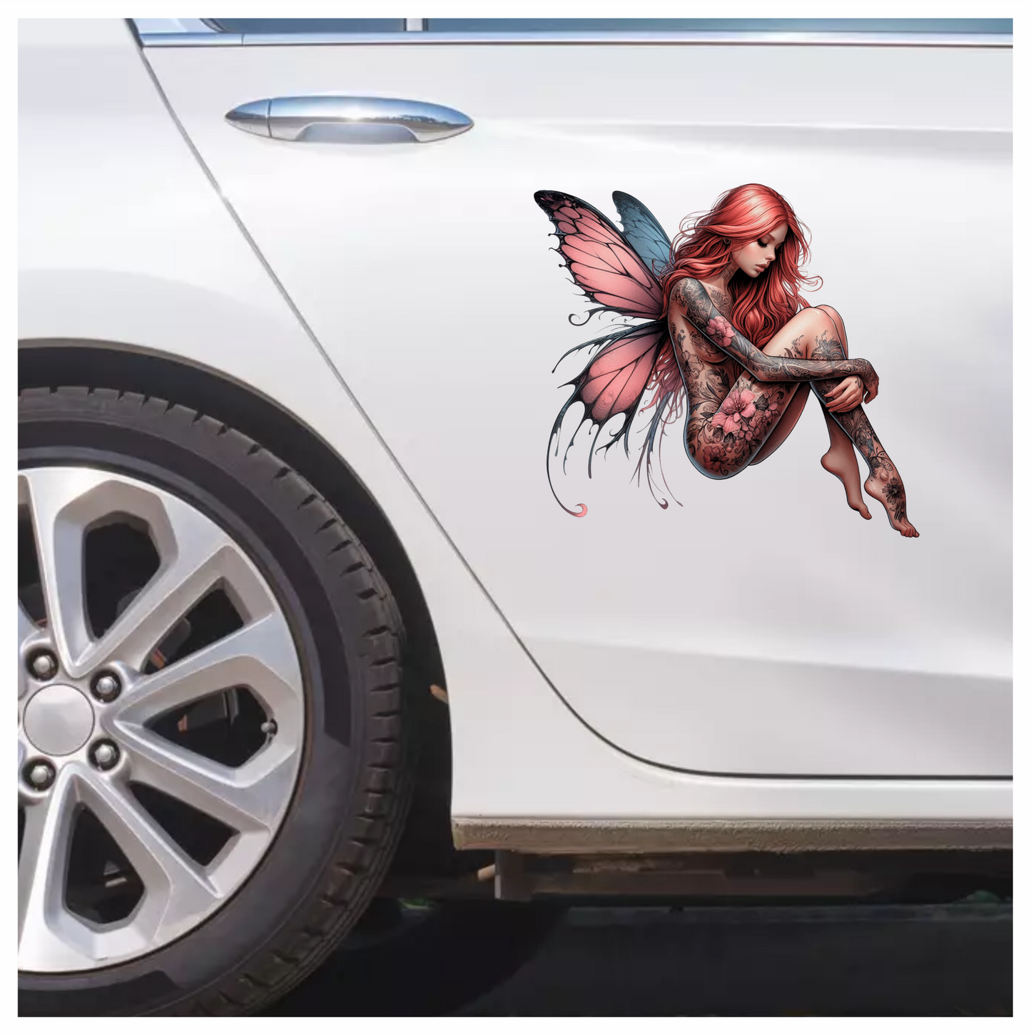 Red Fairy Wings Sitting Vinyl Sticker Decal