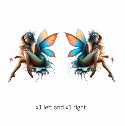 Fairy Woman Blue Wings Flower Vinyl Sticker Decal