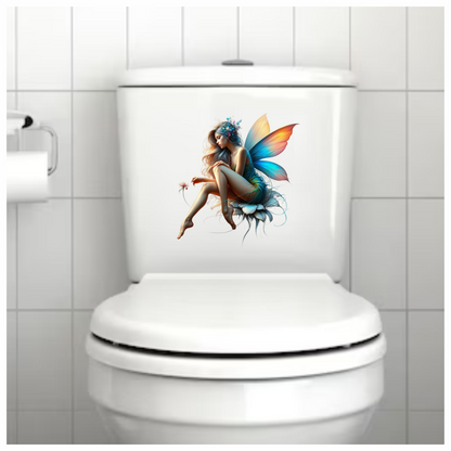 Fairy Woman Blue Wings Flower Vinyl Sticker Decal