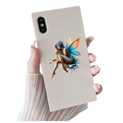 Fairy Woman Blue Wings Flower Vinyl Sticker Decal