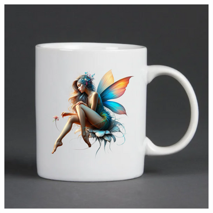 Fairy Woman Blue Wings Flower Vinyl Sticker Decal