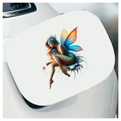 Fairy Woman Blue Wings Flower Vinyl Sticker Decal