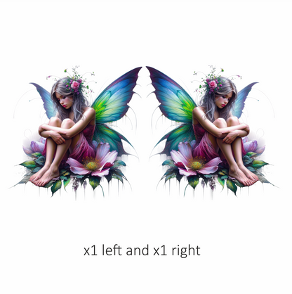 Fairy Girl Pink Wings Flowers Vinyl Sticker Decal