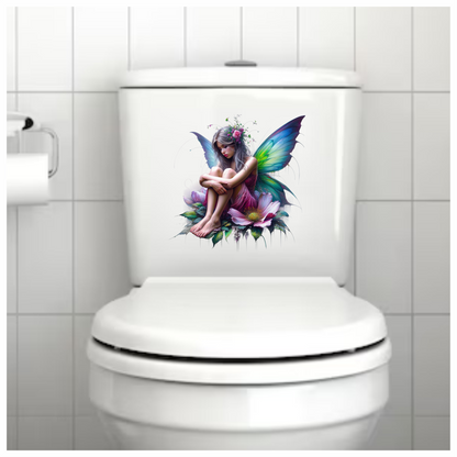 Fairy Girl Pink Wings Flowers Vinyl Sticker Decal