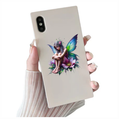 Fairy Girl Pink Wings Flowers Vinyl Sticker Decal
