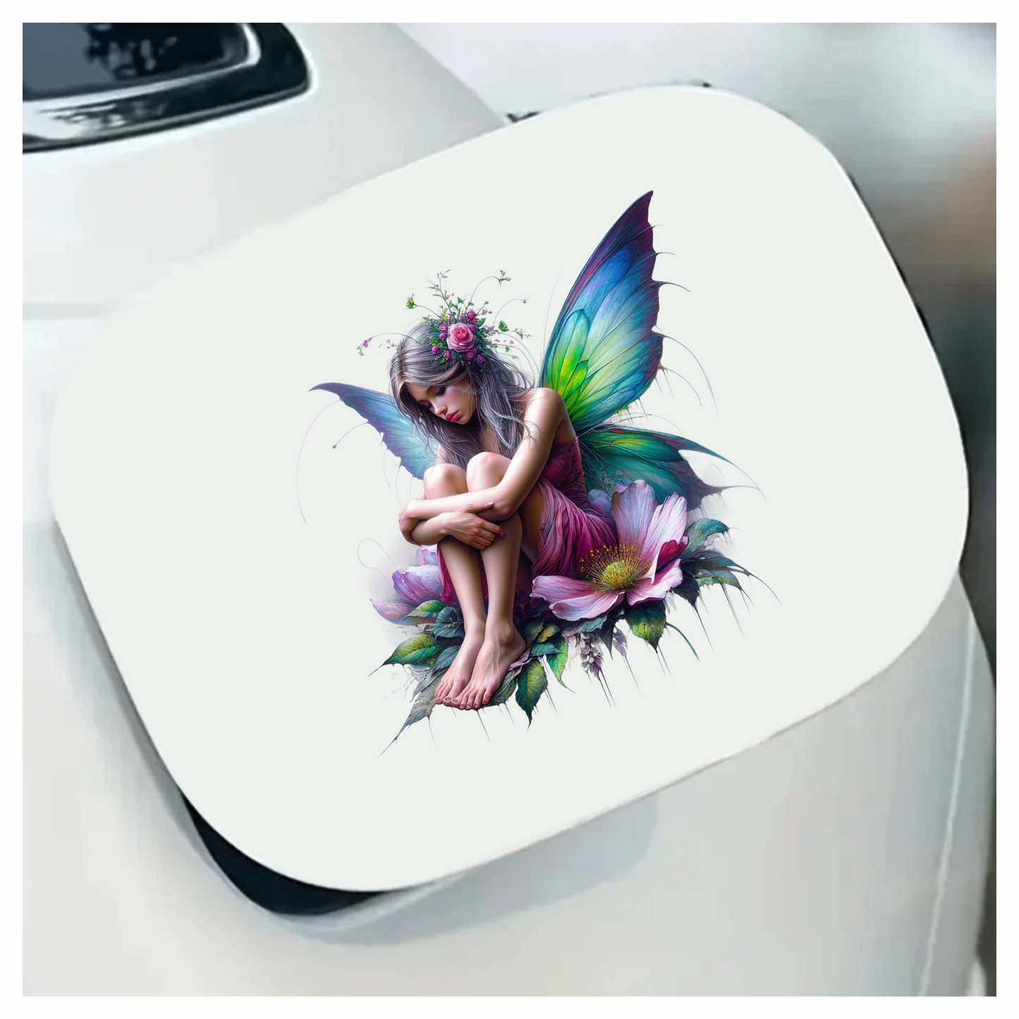 Fairy Girl Pink Wings Flowers Vinyl Sticker Decal