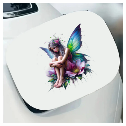 Fairy Girl Pink Wings Flowers Vinyl Sticker Decal