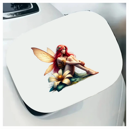 Fairy Red Wings Flower Sitting Vinyl Sticker Decal
