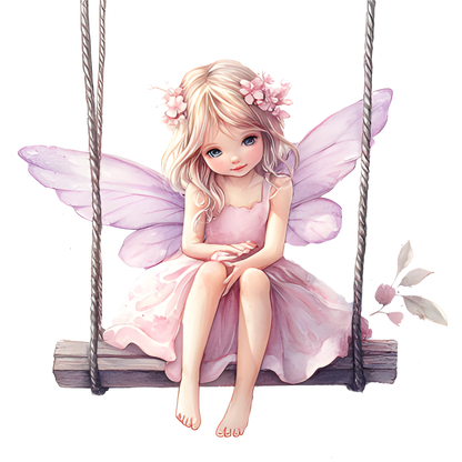 Blonde Fairy Pink Dress Swing Vinyl Sticker Decal