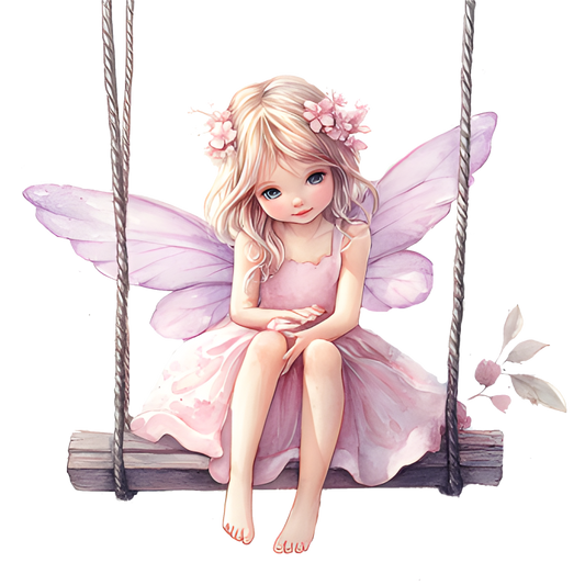 Blonde Fairy Pink Dress Swing Vinyl Sticker Decal