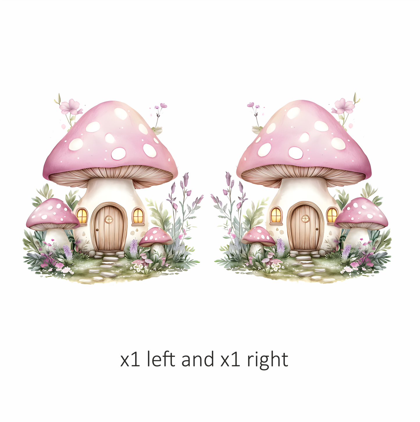 Pink Mushroom House Garden Flowers Vinyl Sticker Decal