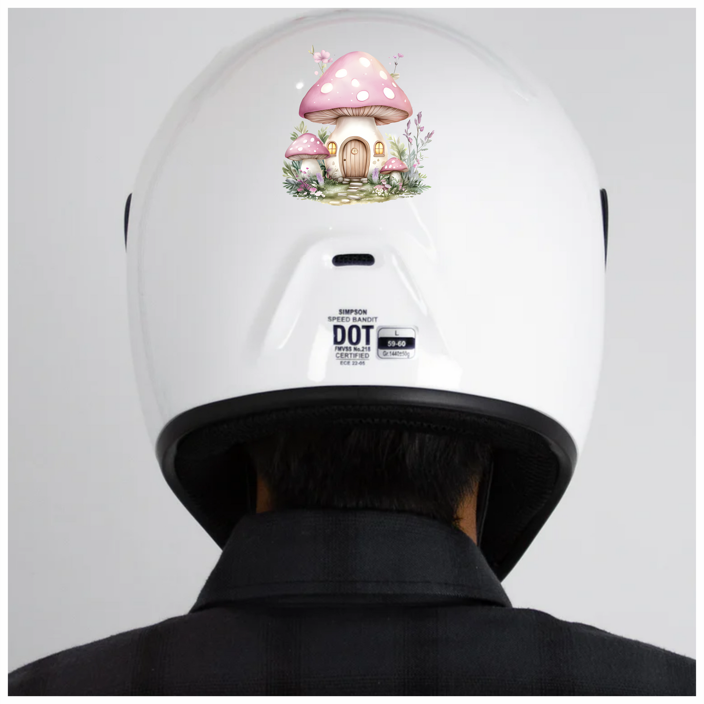 Pink Mushroom House Garden Flowers Vinyl Sticker Decal