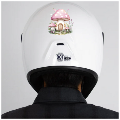 Pink Mushroom House Garden Flowers Vinyl Sticker Decal