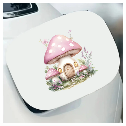 Pink Mushroom House Garden Flowers Vinyl Sticker Decal