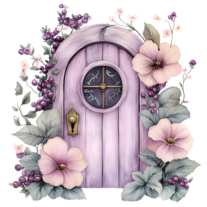 Purple Door Flowers Leaves Berries Vinyl Sticker Decal