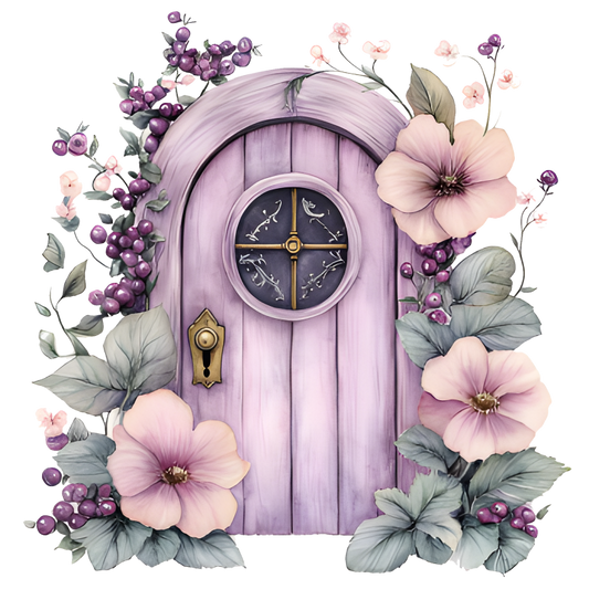 Purple Door Flowers Leaves Berries Vinyl Sticker Decal