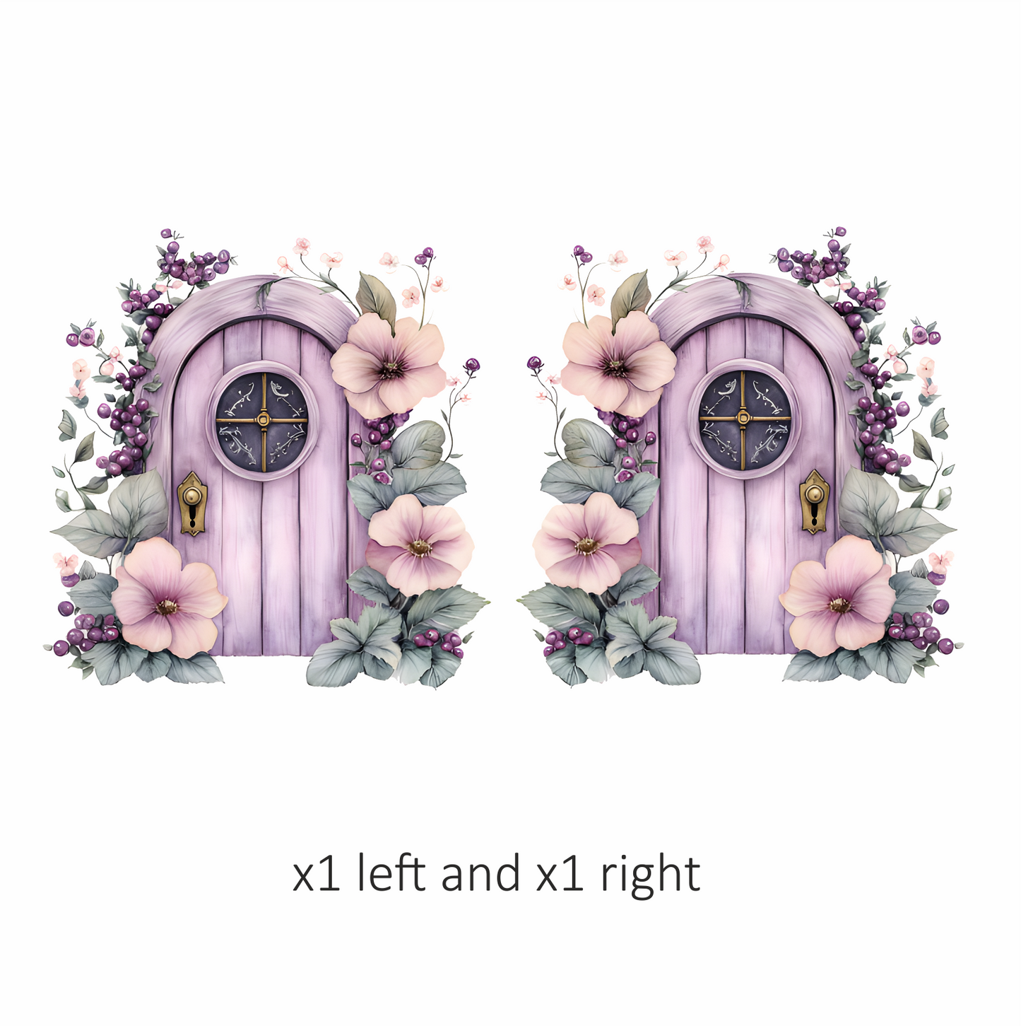Purple Door Flowers Leaves Berries Vinyl Sticker Decal