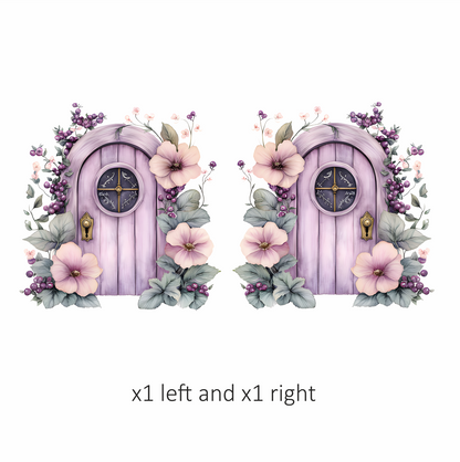 Purple Door Flowers Leaves Berries Vinyl Sticker Decal