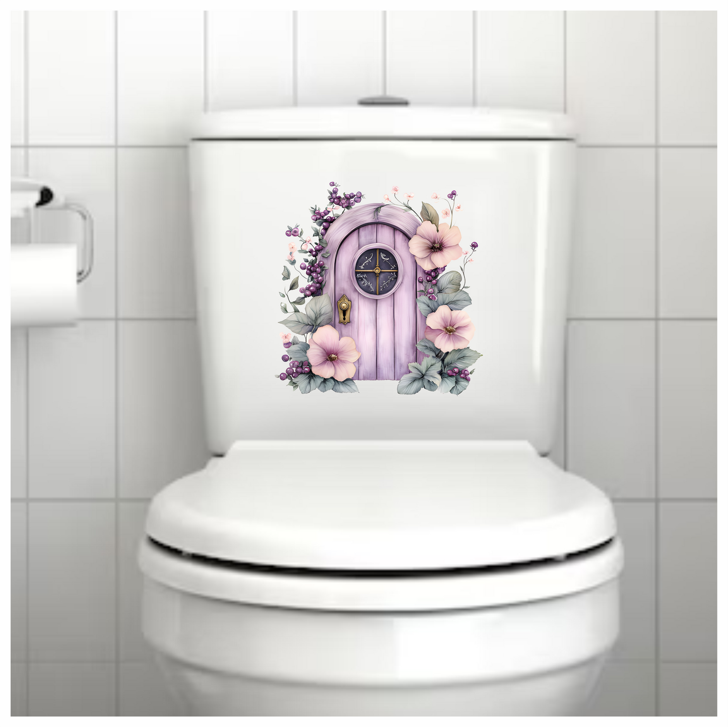 Purple Door Flowers Leaves Berries Vinyl Sticker Decal