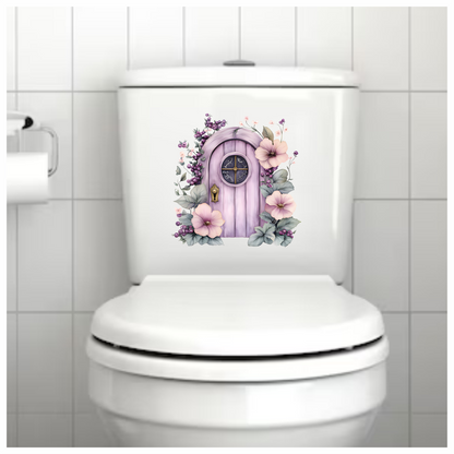 Purple Door Flowers Leaves Berries Vinyl Sticker Decal