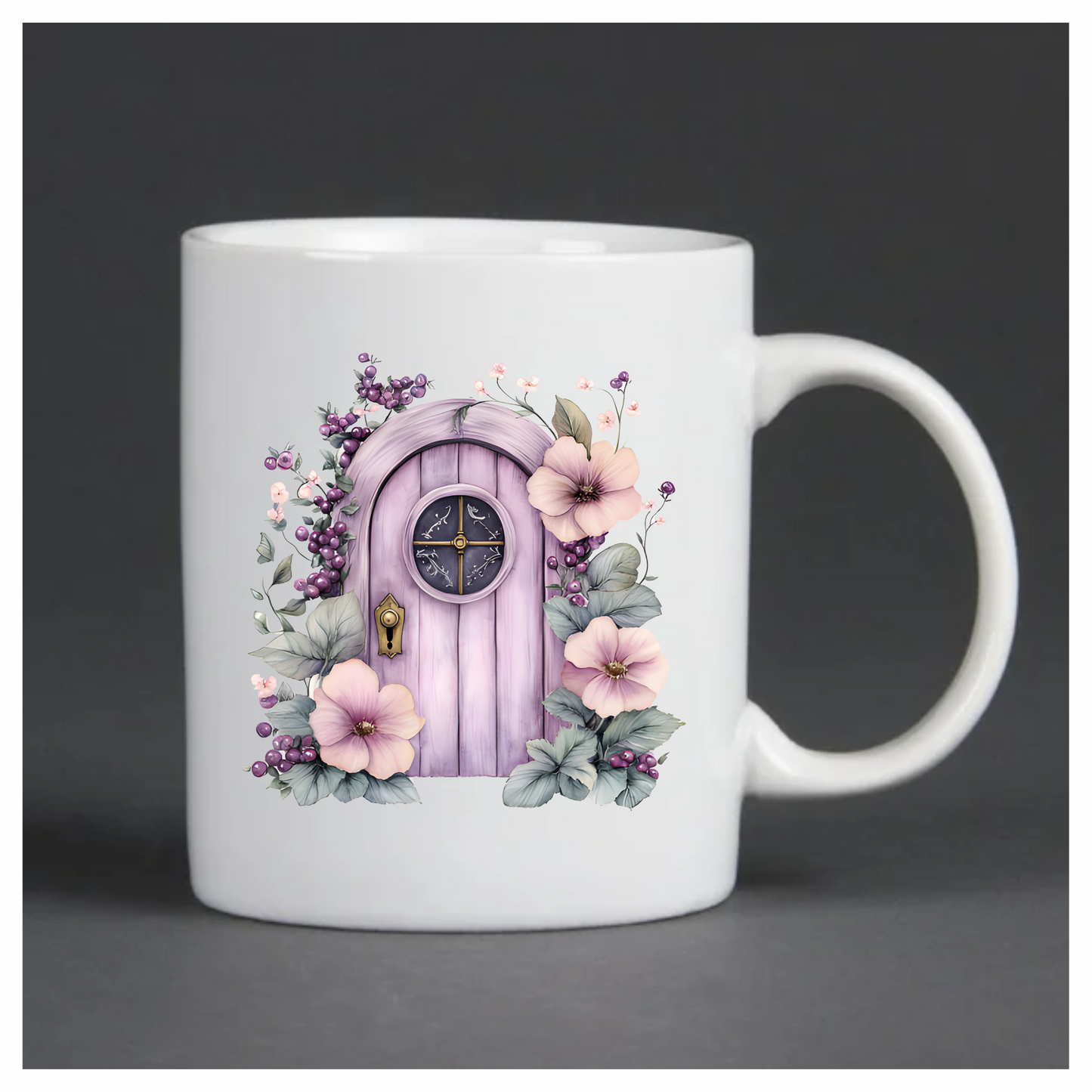 Purple Door Flowers Leaves Berries Vinyl Sticker Decal