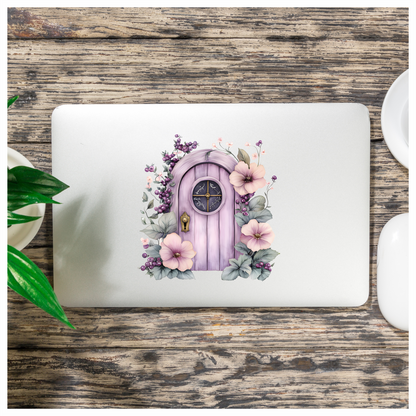 Purple Door Flowers Leaves Berries Vinyl Sticker Decal