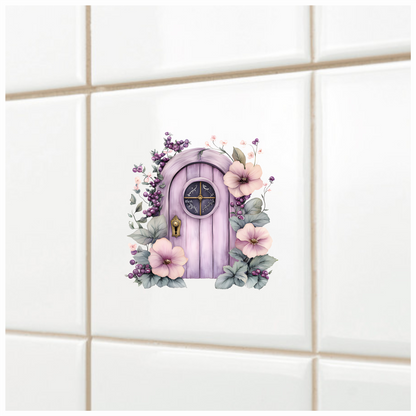 Purple Door Flowers Leaves Berries Vinyl Sticker Decal
