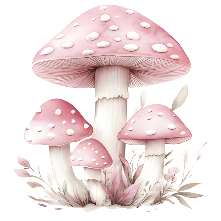 Pink Mushrooms Growing Forest Ground Vinyl Sticker Decal
