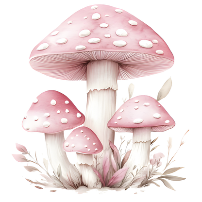 Pink Mushrooms Growing Forest Ground Vinyl Sticker Decal
