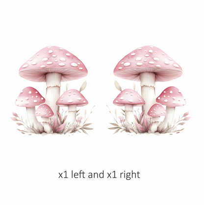 Pink Mushrooms Growing Forest Ground Vinyl Sticker Decal