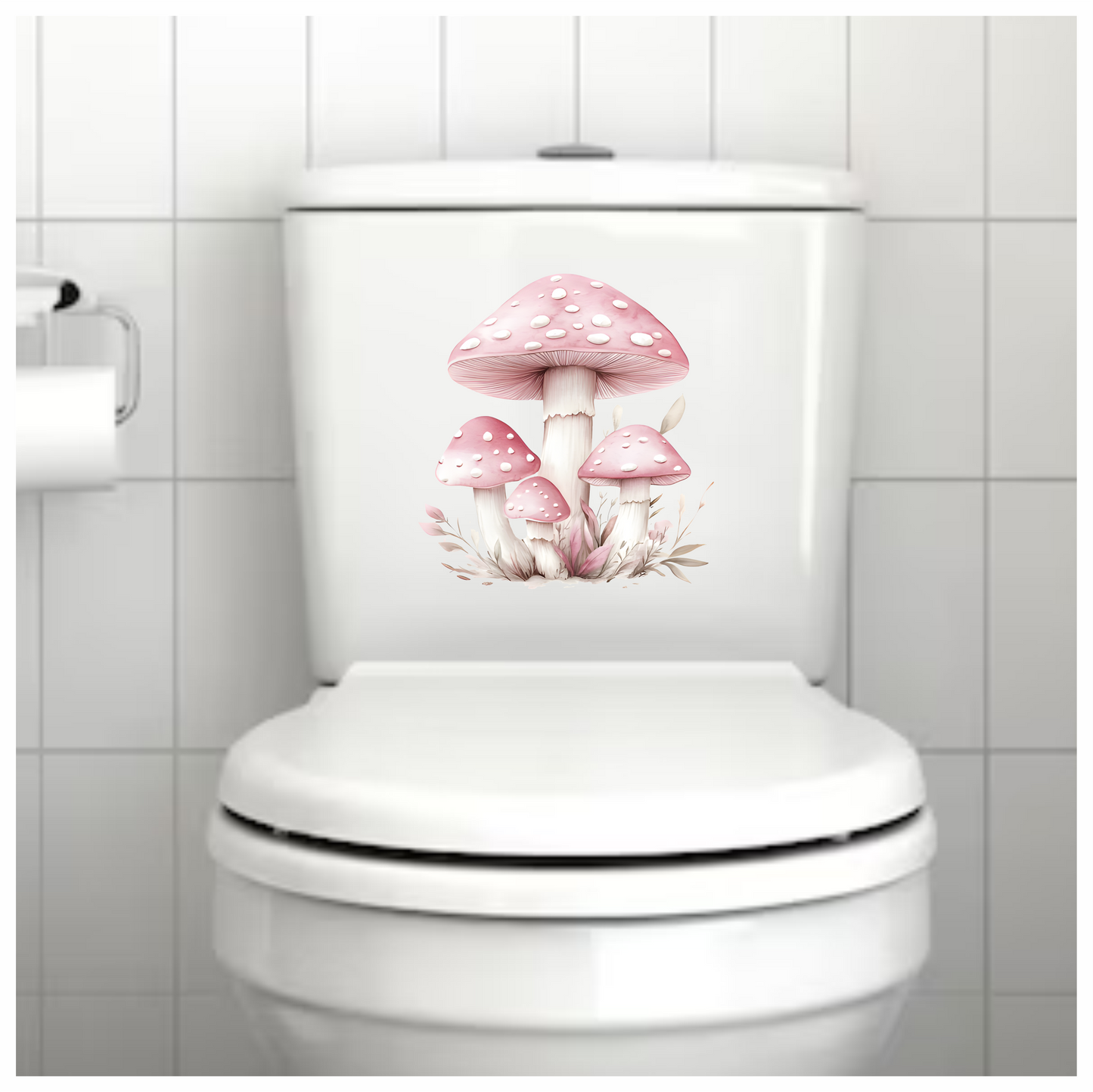 Pink Mushrooms Growing Forest Ground Vinyl Sticker Decal