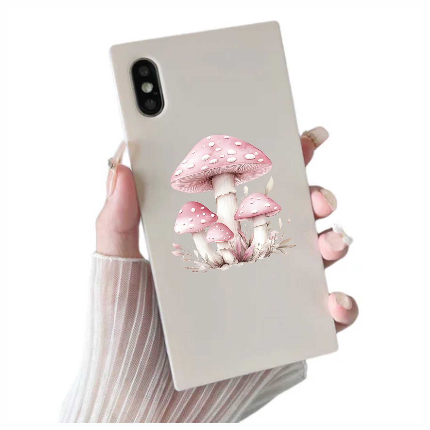 Pink Mushrooms Growing Forest Ground Vinyl Sticker Decal