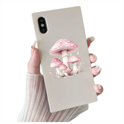 Pink Mushrooms Growing Forest Ground Vinyl Sticker Decal