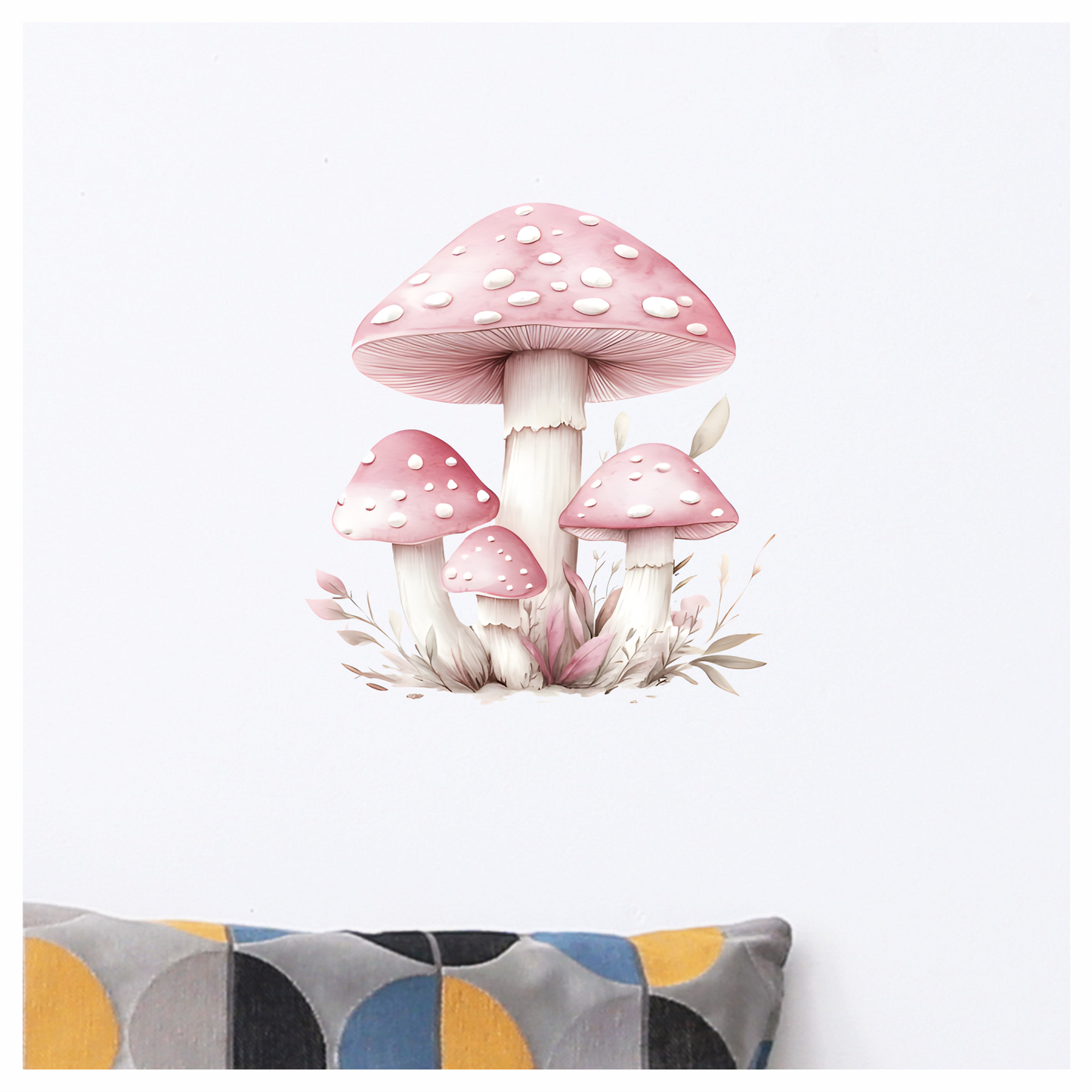 Pink Mushrooms Growing Forest Ground Vinyl Sticker Decal