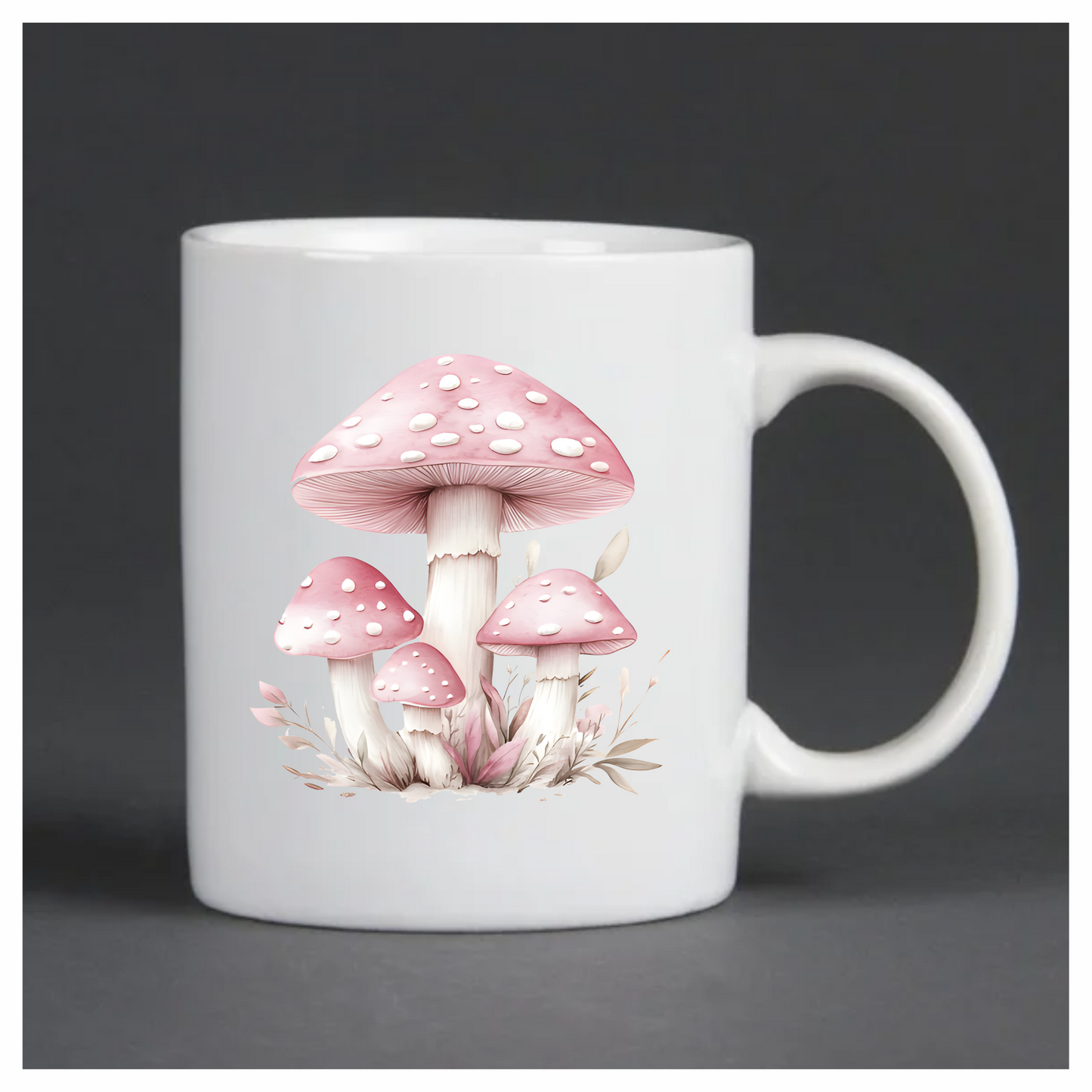 Pink Mushrooms Growing Forest Ground Vinyl Sticker Decal